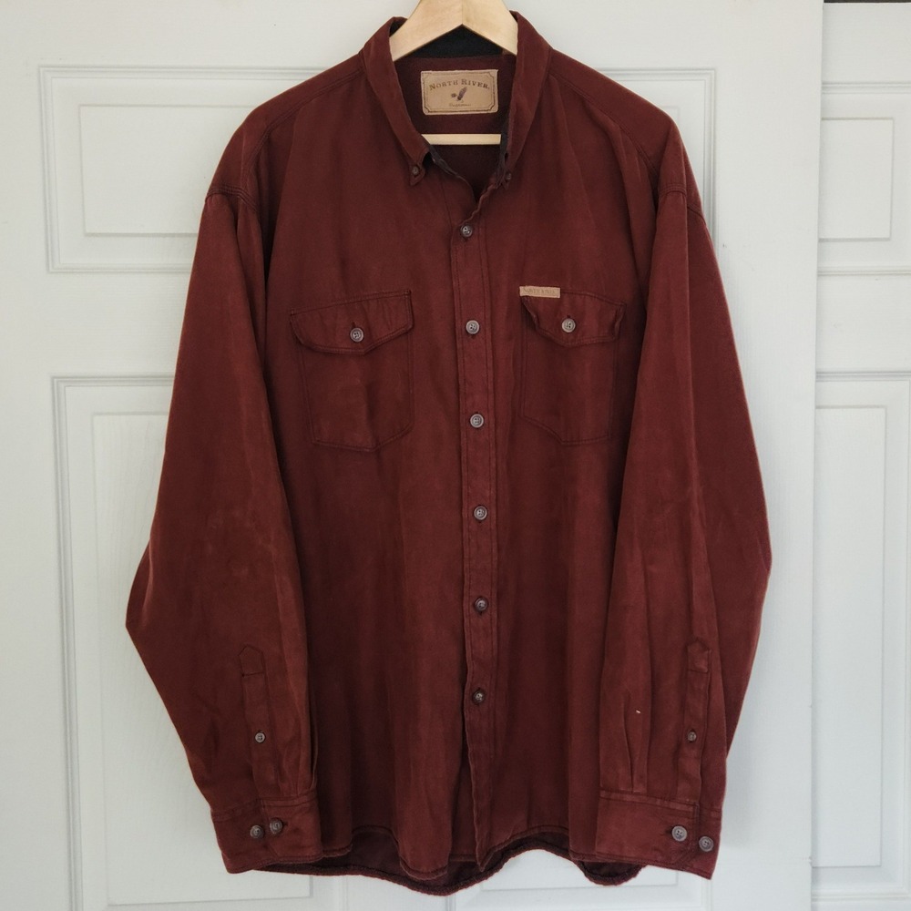 North River Outfitters Mens Burgundy‎ Western Shirt Soft Flap pockets Size XL